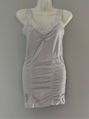 Kismet Off White Lace Strap Ruched Tank Top